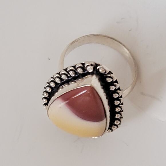 Sterling Silver Yellow and Brown Agate Ring – Statement Jewelry – Size 8.5 - Picture 3 of 15